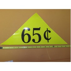 Large Yellow Price Triangle Vinyl Sticker 65¢